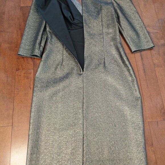 Rickie Freeman Teri Jon women's gold puff sleeve dress in size 8 - Picture 3 of 8